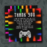 Carte De Remerciements Contrôleur de partie de jeu vidéo Neon Jeu Anniver<br><div class="desc">Contrôleur de partie de jeu vidéo Neon Jeu Anniversaire Carte de remerciements. Contrôleur de jeu sur un néon coloré vif sur un arrière - plan noir. Ajoutez votre texte et votre nom.</div>