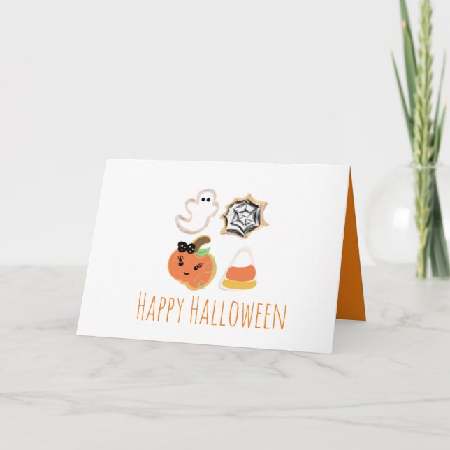 Carte De Remerciements Cookies Halloween Joyeux Halloween Citrouille Fant (Devant)