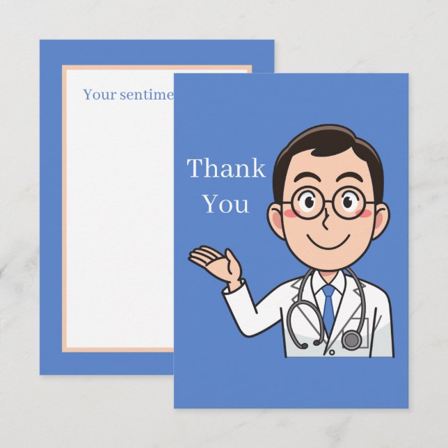 Carte De Remerciements cool Doctor ajoute son sentiment (Devant / Derrière)
