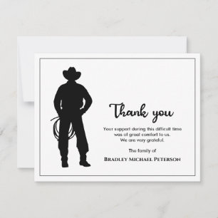 Carte De Remerciements Cool noir et blanc Cowboy Lasso