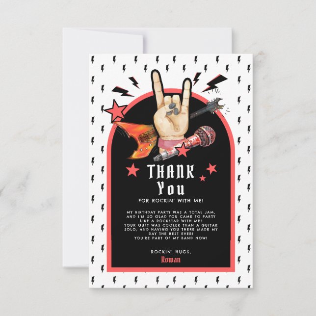Carte De Remerciements Cool Punk Rockstar Birthday Thank You Card (Devant)