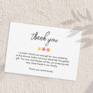 Carte De Remerciements Coordination minimaliste du Baby shower de script
