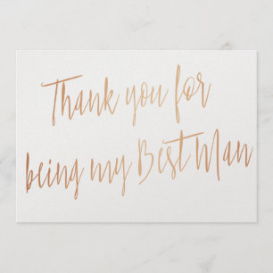 Carte De Remerciements Copper moderne "Thank you for being my best man"