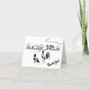 Carte De Remerciements Coqs et poules charmants de la ferme campagnarde