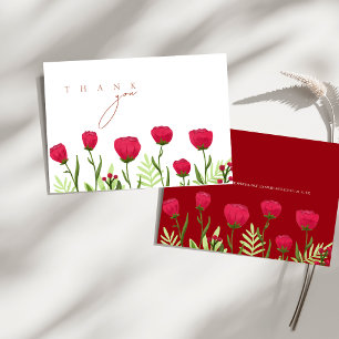Carte De Remerciements Coquelicots Fleurs Rouges Mariage