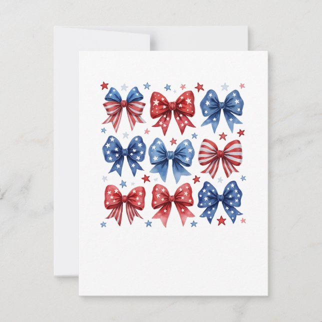 Carte De Remerciements Coquette American Flag Coquette Bow 4 juillet (Devant)