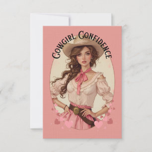 Carte De Remerciements Coquette Cowgirl Western Mode Portrait
