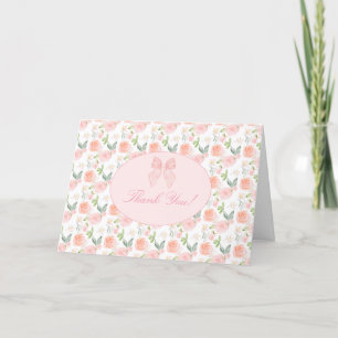 Carte De Remerciements Coquette Florale Bow rose En vichy Baby shower fil