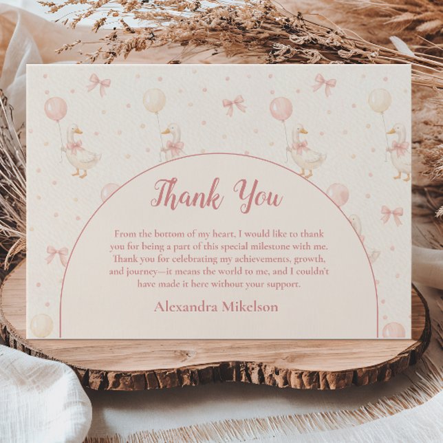 Carte De Remerciements Coquette Goose 1st Birthday (Créateur téléchargé)