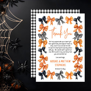Carte De Remerciements Coquette Halloween Noir   Rubans Orange Baby Showe