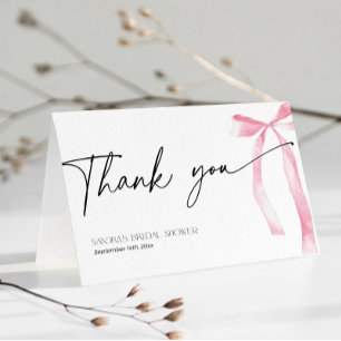 Carte De Remerciements Coquette Pink Bow Shings Tying The Knot Bridal
