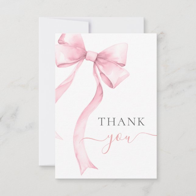 Carte De Remerciements Coquette rose Bow En vichy Baby shower fille (Devant)