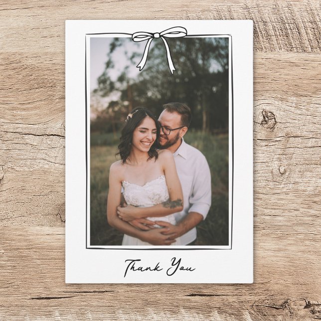 Carte De Remerciements Coquette Whimsical Mariage manuscrit Bow (Créateur téléchargé)