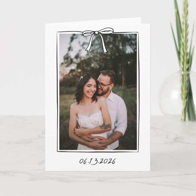 Carte De Remerciements Coquette Whimsical Mariage manuscrit Bow (Devant)