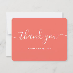 Carte De Remerciements Coral Elegant Script Wedding shower Anniversaire