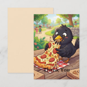 Carte De Remerciements Corbeau noir Corbeau freux Corbeau mangeant une pi