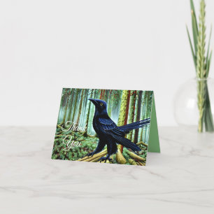Carte De Remerciements Corbeau noir rustique Woodland
