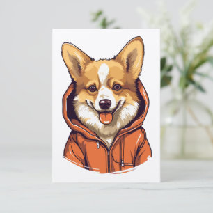 Carte De Remerciements Corgi Drôle Portant un Sweat à Capuche