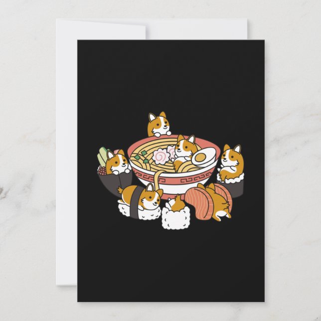 Carte De Remerciements Corgi Ramen Sushi (Devant)