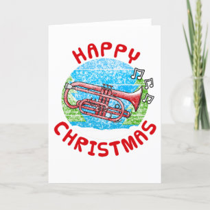 Carte De Remerciements Cornet Christmas Card Cornetist Brass Musicien
