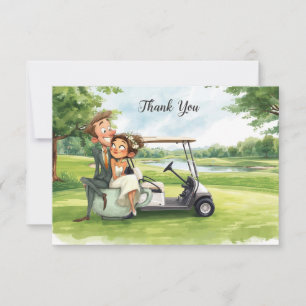 Carte De Remerciements Cortège de mariage de golf avec voiturette de golf
