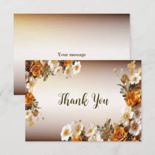Carte De Remerciements Cortège de mariage orange doré fleurs blanches rus