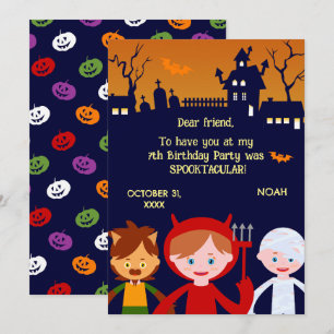 Carte De Remerciements Costume d'Halloween garçon fête d'anniversaire