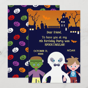 Carte De Remerciements Costume d'Halloween Garçon Fête d'anniversaire