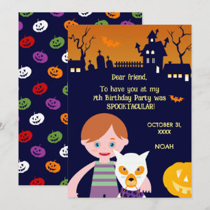 Carte De Remerciements Costume d'Halloween garçon fête d'anniversaire