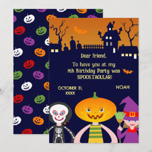 Carte De Remerciements Costume d'Halloween garçon fête d'anniversaire