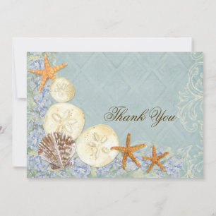 Carte De Remerciements Cottage floral au bord de la mer Coquillages Maria