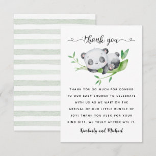 Carte De Remerciements Couchage Panda aquarelle Anniversaire   BABY SHOWE