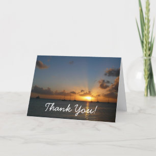 Carte De Remerciements Coucher de soleil avec voiliers Photo de paysage t