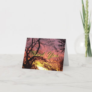 Carte De Remerciements Coucher de soleil coloré à travers les arbres dénu
