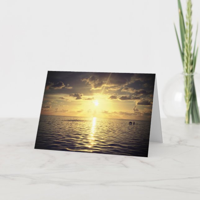 Carte De Remerciements Coucher de soleil doré (Devant)