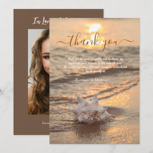 Carte De Remerciements Coucher de soleil Océan Coquillage Photo Célébrati