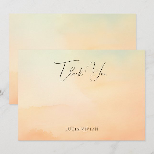 Carte De Remerciements Coucher de soleil orange aquarelle Cloud 9 Mariage (Devant / Derrière)