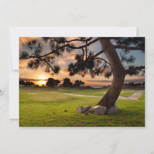 Carte De Remerciements Coucher de soleil sur un terrain de golf