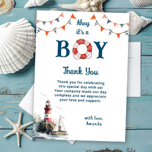 Carte De Remerciements Coucou C'est un Garçon Baby Shower Marin