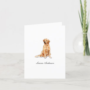 Carte De Remerciements Couleur d'aquarelle Golden Retriever mignonne plié