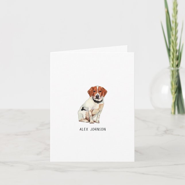 Carte De Remerciements Couleur d'eau Beagle mignonne repliée (Devant)