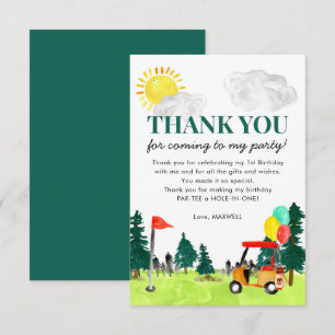 Carte De Remerciements Couleur d'eau mignonne Golf Panier Anniversaire