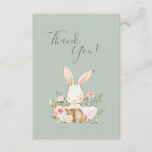 Carte De Remerciements Couleur d'eau vert mignonne Baby shower lapin Merc