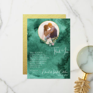 Carte De Remerciements Couleur émeraude chic personnalisée pour mariage a