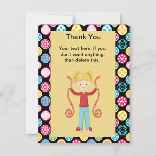 Carte De Remerciements Couleur mignonne et multi, anniversaire GirlThank