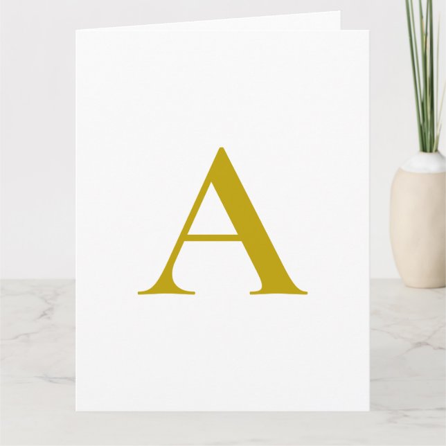 Carte De Remerciements Couleur or Monogramme Initial Lettre Simple (Devant)