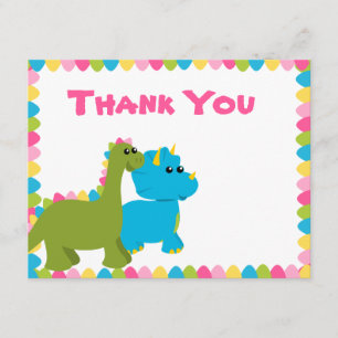 Carte De Remerciements Couleurs Bonbons Dino
