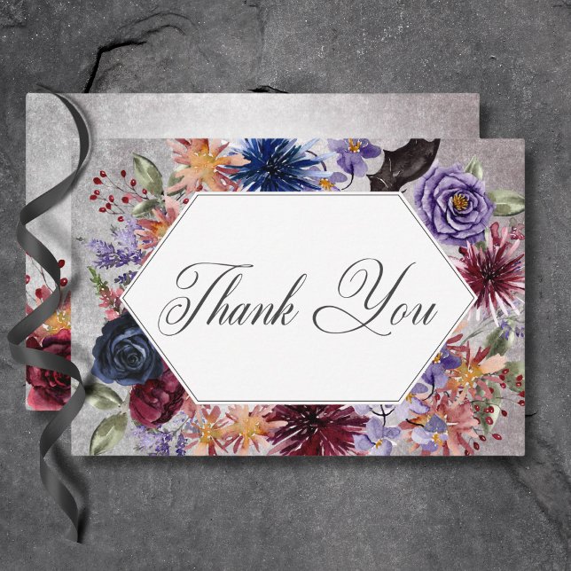 Carte De Remerciements Couleurs gothiques rustiques Mariage d'Halloween (Rustic Gothic Colors Halloween Wedding Thank You Card)