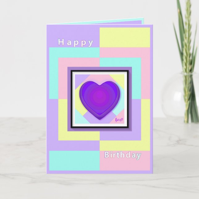 Carte De Remerciements Couleurs pastel & coeurs violets battre voiture d' (Devant)