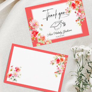 Carte De Remerciements Couleurs Vives Rose Orange Remise des diplômes